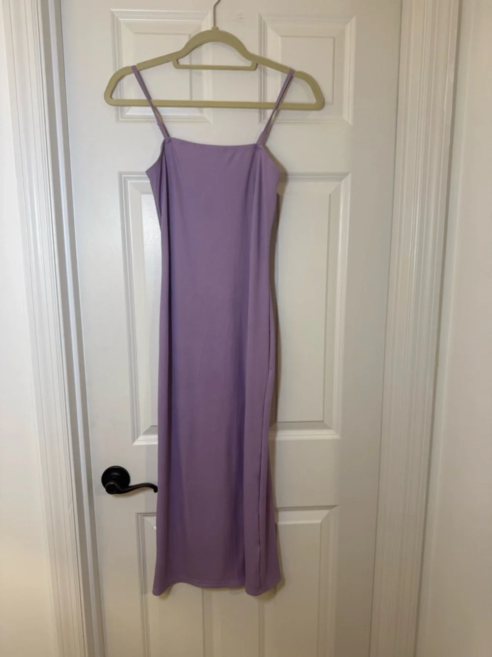 Lavender Bodycon Midi Dress Slit Minimal Chic Slip Dress S - Picture 8 of 11